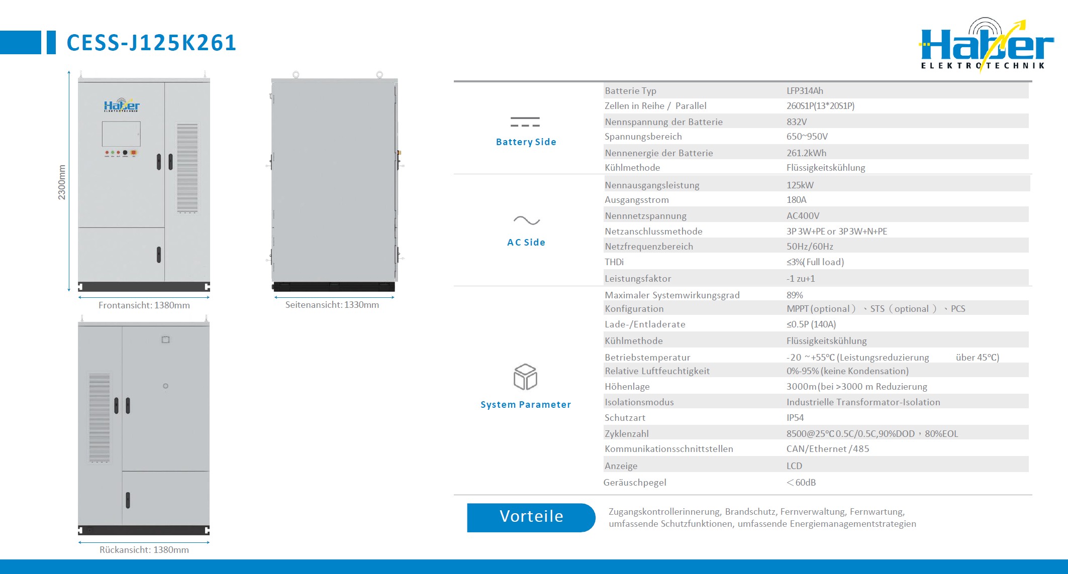 Neu bei Haber Elektrotechnik: Der CESS-J125K261 – der smarte „Strom-Speicher“ mit 125 kW Leistung und 261 kWh Energie für Betriebe und Gewerbe